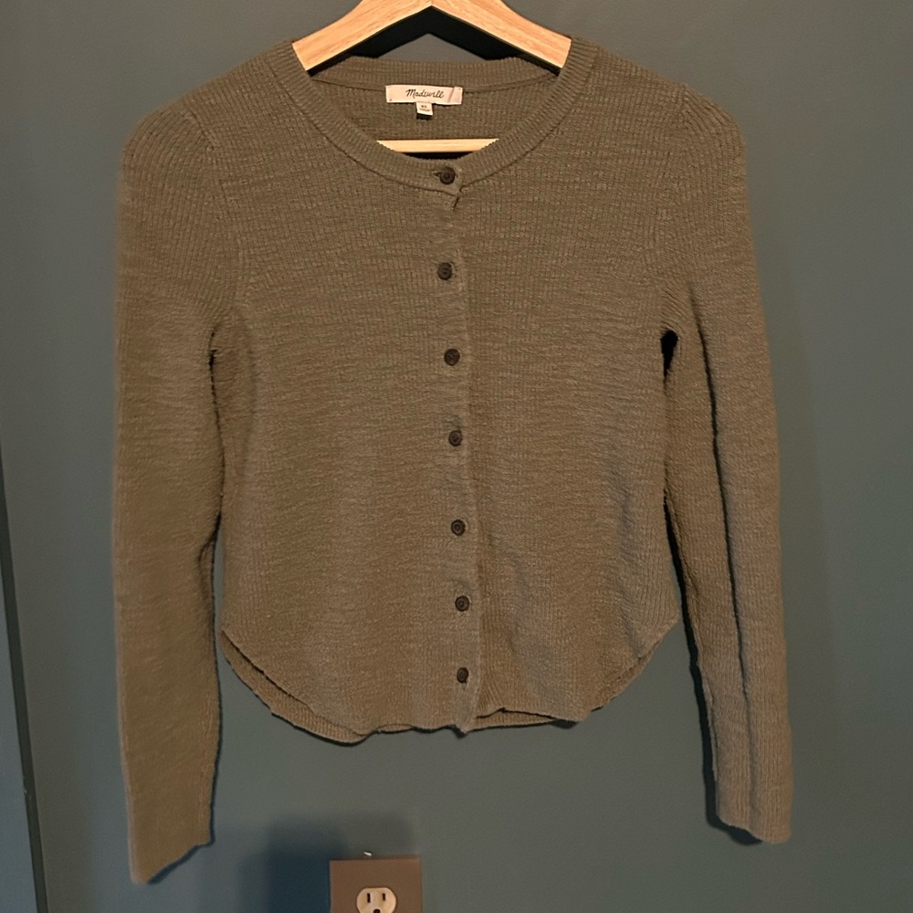 Olive Green Button-Up Cardigan madewell XS